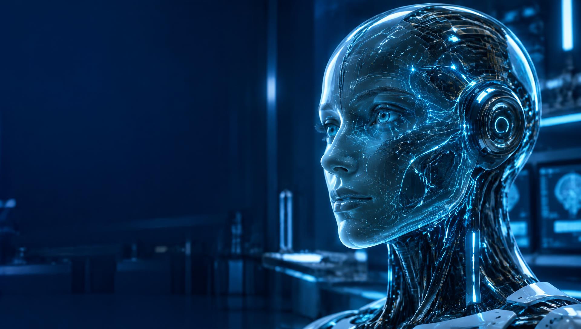 Inteligência artificial humanoide com redes neurais e circuitos luminosos